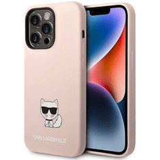 Karl Lagerfeld Originalen ovitek iPhone 14 Pro - Choupette Logo - roza silikonska zaščita - KLHCP14LSLCTPI