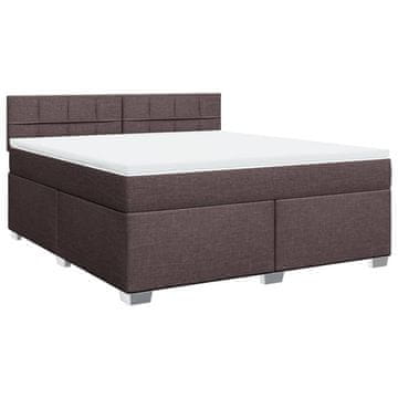 Vidaxl Box spring postelja z vzmetnico temno rjava 180x200 cm blago