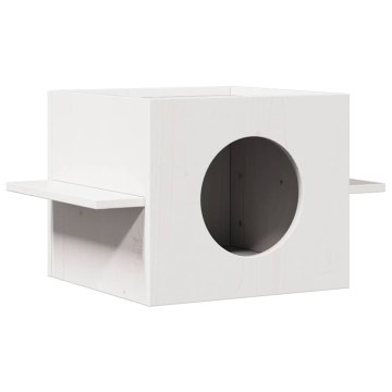 Vidaxl Hiša za mačke Bela 51x35x30 cm masivni les borovega lesa