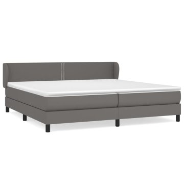 Vidaxl Box spring postelja z vzmetnico siva 200x200 cm umetno usnje