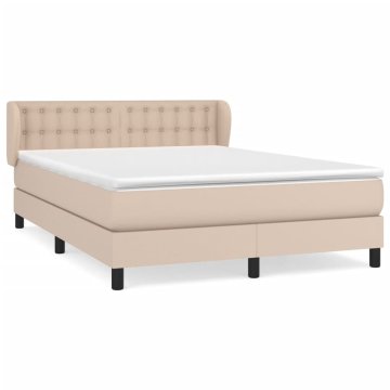 Vidaxl Box spring postelja z vzmetnico kapučino 140x200cm umetno usnje