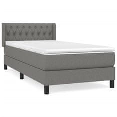 Vidaxl Box spring postelja z vzmetnico temno siva 90x190 cm blago