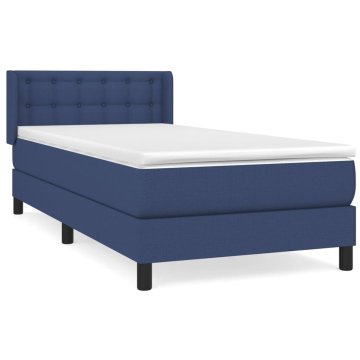 Vidaxl Box spring postelja z vzmetnico modra 90x190 cm blago