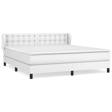 Vidaxl Box spring postelja z vzmetnico bela 180x200 cm umetno usnje