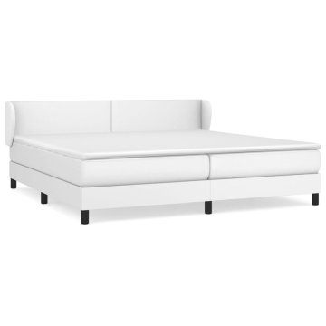 Vidaxl Box spring postelja z vzmetnico bela 200x200 cm umetno usnje