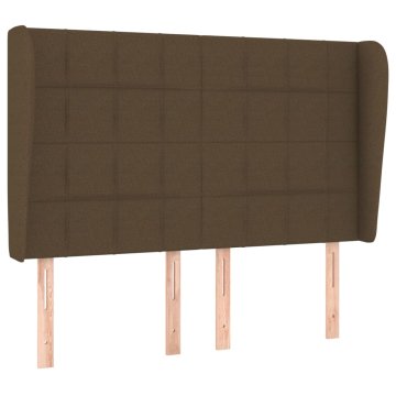Vidaxl Vzglavje z ušesi temno rjavo 147x23x118/128 cm blago