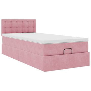 Vidaxl Otomanski posteljni okvir z vzmetnico roza 90x200 cm žamet