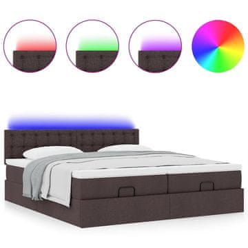 Vidaxl Otomanski posteljni okvir z vzmetnicami rjav 180x200 cm blago