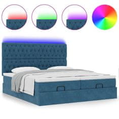 Vidaxl Otomanski posteljni okvir z vzmetnicami moder 200x200cm žamet