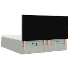 Vidaxl Otomanski posteljni okvir z vzmetnicami siv 200x200cm žamet