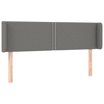 Vidaxl Vzglavje z ušesi temno sivo 147x16x78/88 cm blago