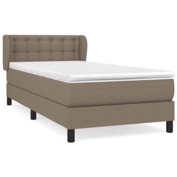 Vidaxl Box spring postelja z vzmetnico taupe 90x200 cm blago