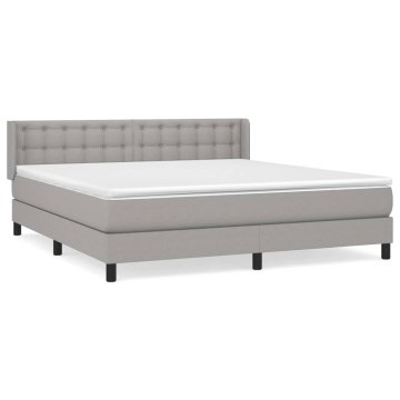 Vidaxl Box spring postelja z vzmetnico svetlo siva 180x200 cm blago