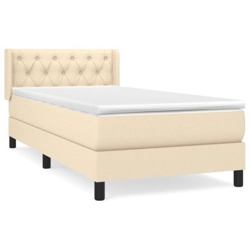 Vidaxl Box spring postelja z vzmetnico krem 80x200 cm blago