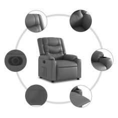 Vidaxl Električni naslanjač sivo umetno usnje