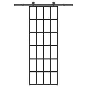 shumee vidaXL Drsna vrata z opremo 76x205 cm ESG steklo in aluminij