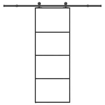 Vidaxl Drsna vrata z opremo 76x205 cm ESG steklo in aluminij