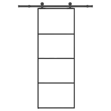 Vidaxl Drsna vrata z opremo 76x205 cm ESG steklo in aluminij