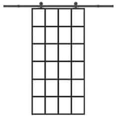 Vidaxl Drsna vrata z opremo ESG steklo in aluminij 102x205 cm