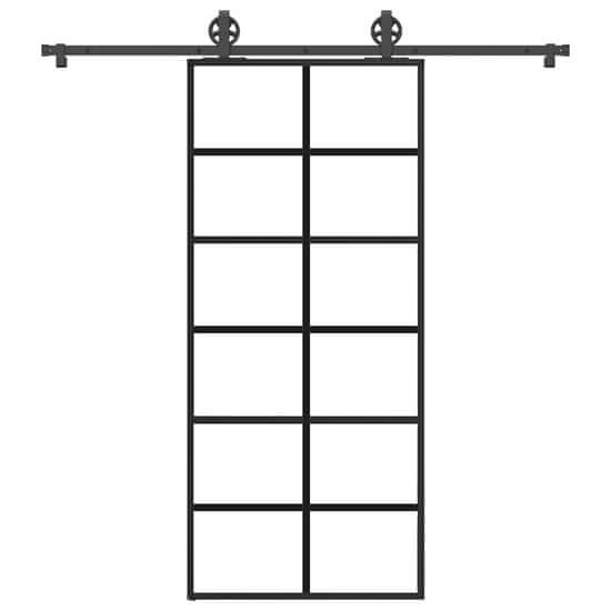 shumee vidaXL Drsna vrata z opremo 90x205 cm ESG steklo in aluminij