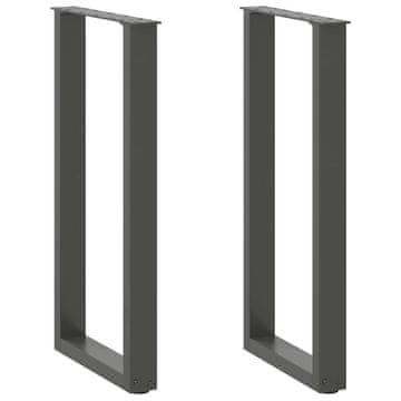 Vidaxl Noge za konzolno mizico v obliki črke U 2 kosa antracitne 38 x (72-73) cm jeklo