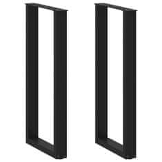 shumee vidaXL Noge kavne mizice U-oblika 2 kosa črna 50x(100-101)cm jeklo