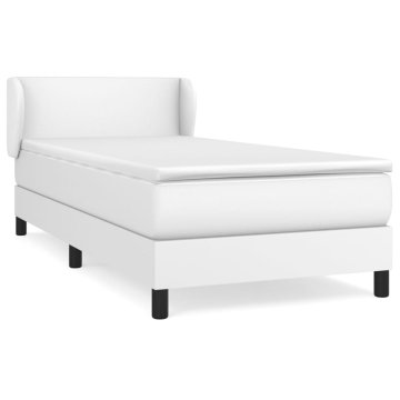 Vidaxl Box spring postelja z vzmetnico bel 100x200 cm umetno usnje