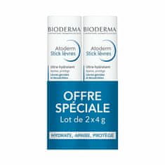 Bioderma Set za nego suhih in razpokanih ustnic Atoderm 2 x 4g