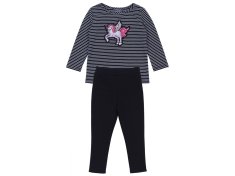 PRIMARK Komplet: črtasta majica z enorogom + črne pajkice 5-6 lat 116 cm