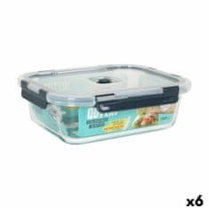 Hermetična Škatla za Malico Quttin Pravokoten 1,5 L 23 x 17,8 x 7,6 cm (6 kosov)