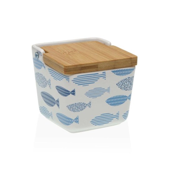 Versa Mešalec soli s pokrovom Versa Aqua Fishes Keramika 8,8 x 8,5 x 8,8 cm