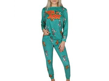 sarcia.eu Tom in Jerry Turkizna ženska pižama, dvodelna, dolg rokav, topla pižama