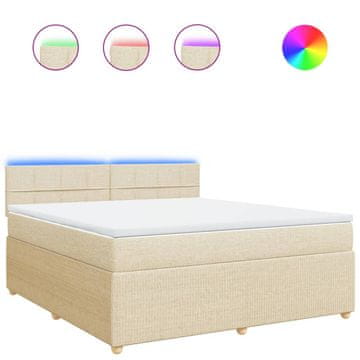 Vidaxl Box spring postelja z vzmetnico krem 180x200 cm blago