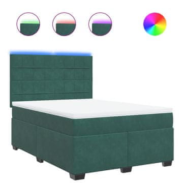 Vidaxl Box spring postelja z vzmetnico temno zelena 160x200 cm žamet