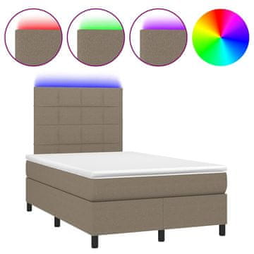 Vidaxl Box spring postelja z vzmetnico LED taupe 120x190 cm blago