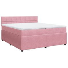Vidaxl Box spring postelja z vzmetnico roza 200x200 cm žamet