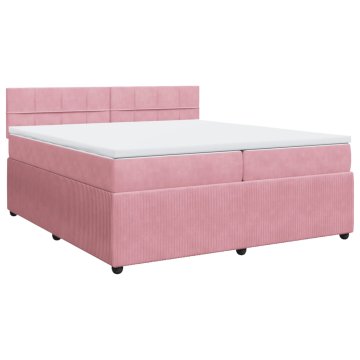 Vidaxl Box spring postelja z vzmetnico roza 200x200 cm žamet