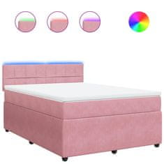 Vidaxl Box spring postelja z vzmetnico roza 140x190 cm žamet