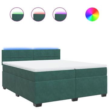 Vidaxl Box spring postelja z vzmetnico temno zelena 200x200 cm žamet