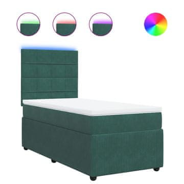 Vidaxl Box spring postelja z vzmetnico temno zelena 100x200 cm žamet