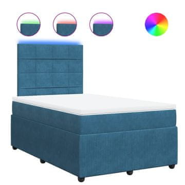 Vidaxl Box spring postelja z vzmetnico modra 120x200 cm žamet