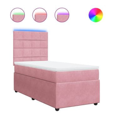 Vidaxl Box spring postelja z vzmetnico roza 100x200 cm žamet