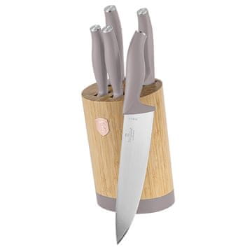 Berlingerhaus Komplet nožev s stojalom BAMBOO 6 kosov Taupe Collection BH-2756