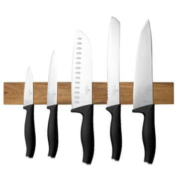 Berlingerhaus Komplet nožev iz akacijevega lesa z magnetnim držalom 6 kosov Matte Black Collection BH-2943