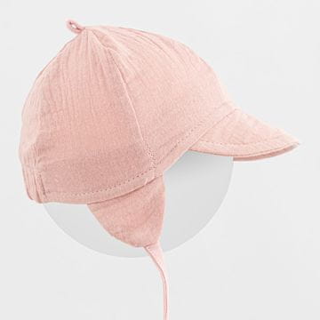 NEW BABY Otroška poletna muslinska kapa z vizirjem roza - 56/62