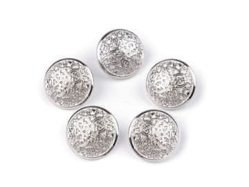 Kovinski filigranski gumb velikosti 24", 28" - (28") srebrn (5 kosov)
