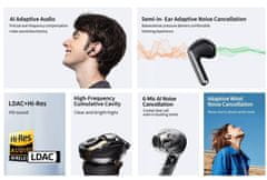 Noname QCY HT10 PRO+ AilyBuds, Hi-Res ANC, slušalke s polnilno škatlo, črne