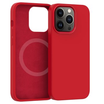 Silikonski ovitek CARNEVAL SNAP za iPhone 14 plus z MagSafe - rdeč