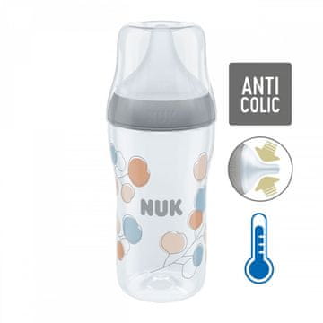 Nuk Perfect Match steklenička za dojenčke z uravnavanjem temperature 260 ml siva