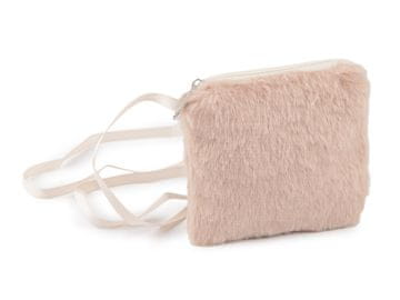 Dekliška torbica / torbica za vratu iz krzna 9x11 cm - puder